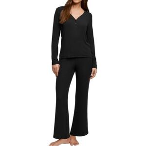 BANANA REPUBLIC Women's 2-piece Rib Lounge Set XL Black Modal Long Sleeve